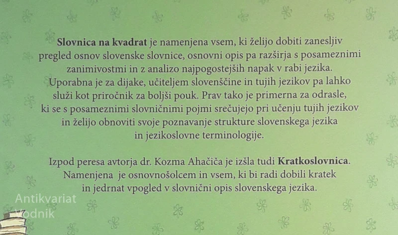 SLOVNICA NA KVADRAT, Kozma Ahačič