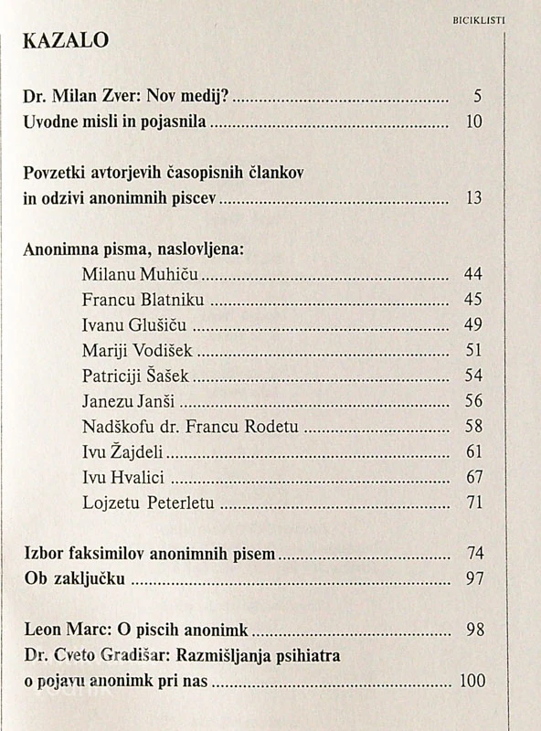 POLITIČNI BICIKLISTI PIŠEJO ANONIMA PISMA, Ive A. Stanič