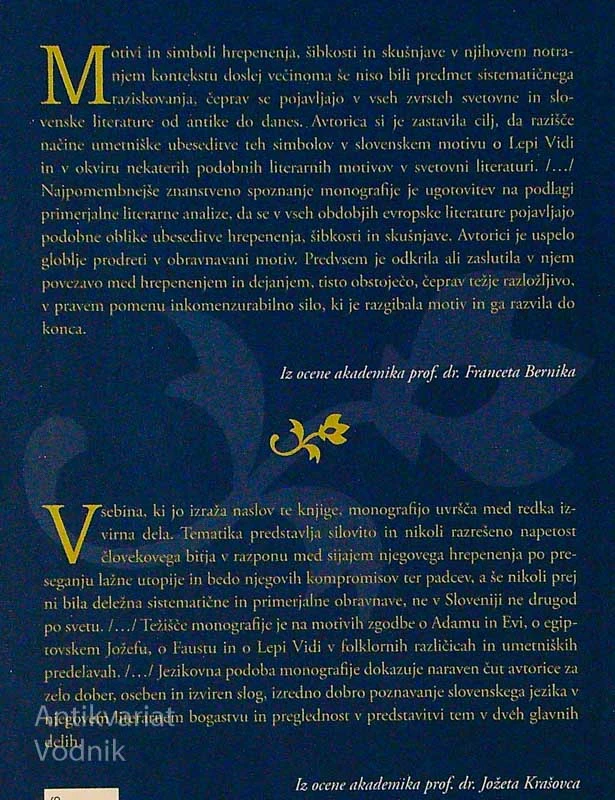 HREPENENJE IN SKUŠNJAVA V SVETU LITERATURE; MOTIV LEPE VIDE, Irena Avsenik Nabergoj