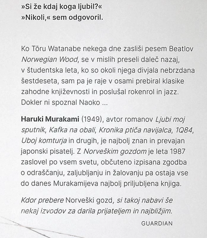 NORVEŠKI GOZD; Haruki Murakami
