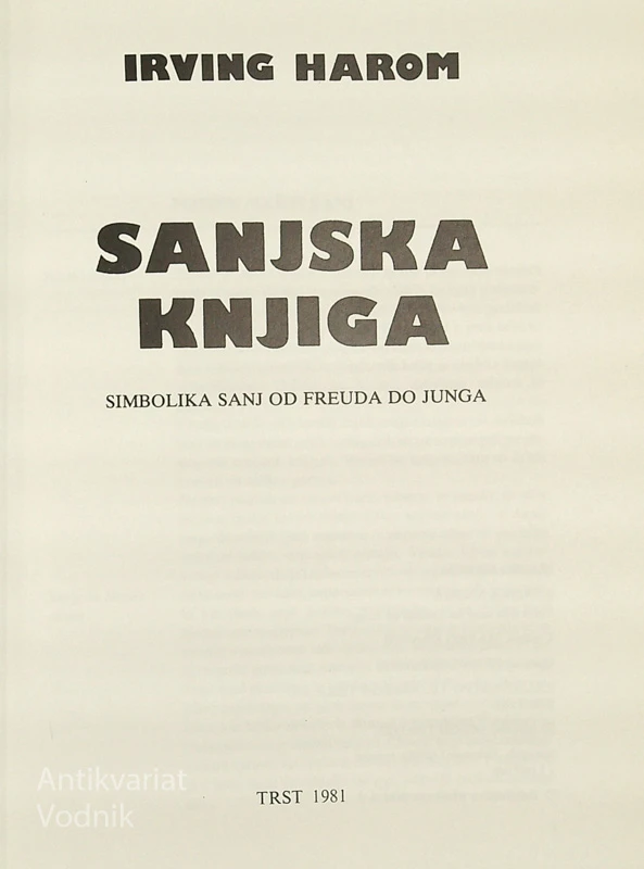 SANJSKA KNJIGA, Irving Harom