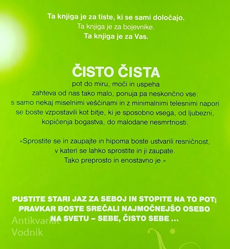 ČISTO ČISTA; POT MIRU, MOČI IN USPEHA, Barefoot Doctor