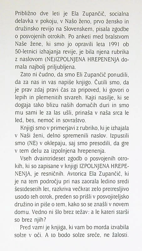 IZPOLNJENA HREPENENJA, Ela Zupančič