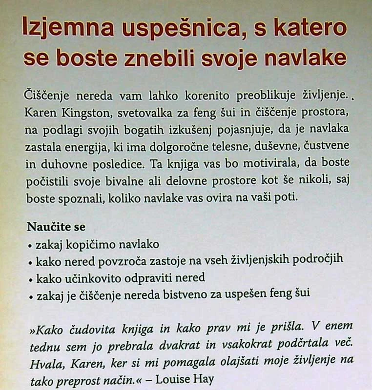 ČIŠČENJE NEREDA IN FENG ŠUI, Karen Kingston