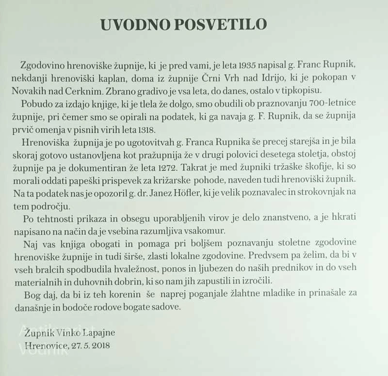 ZGODOVINA HRENOVIŠKE ŽUPNIJE, Franc Rupnik