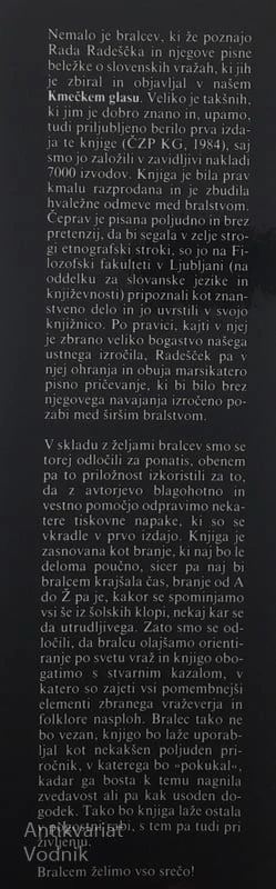 SLOVENSKE LJUDSKE VRAŽE, Rado Radešček