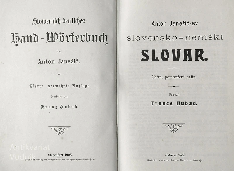 SLOVENSKO-NEMŠKI SLOVAR, Anton Janežič