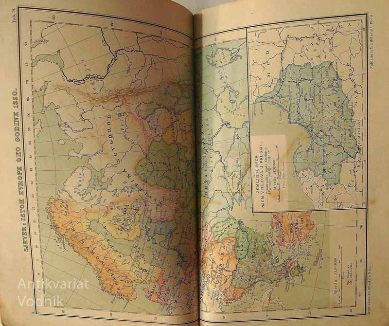 HISTORIČKI ŠKOLSKI ATLAS ZA STARI, SREDNJI I NOVI VIJEK ZA 61 KARTOM, F. W. Schubertov