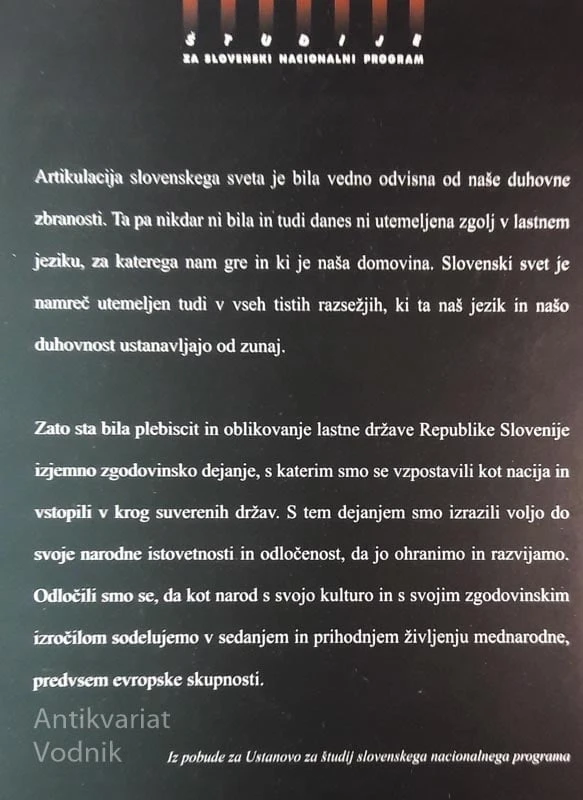 SUVERENOST SLOVENIJE? Študije za slov. nacionalni program 1-1999