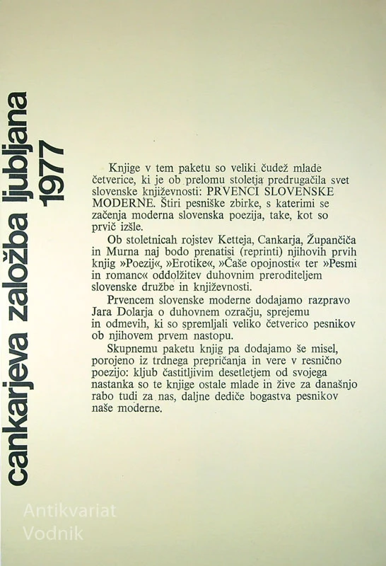 PRVENCI SLOVENSKE MODERNE (manjka ČAŠA OPOJNOSTI)