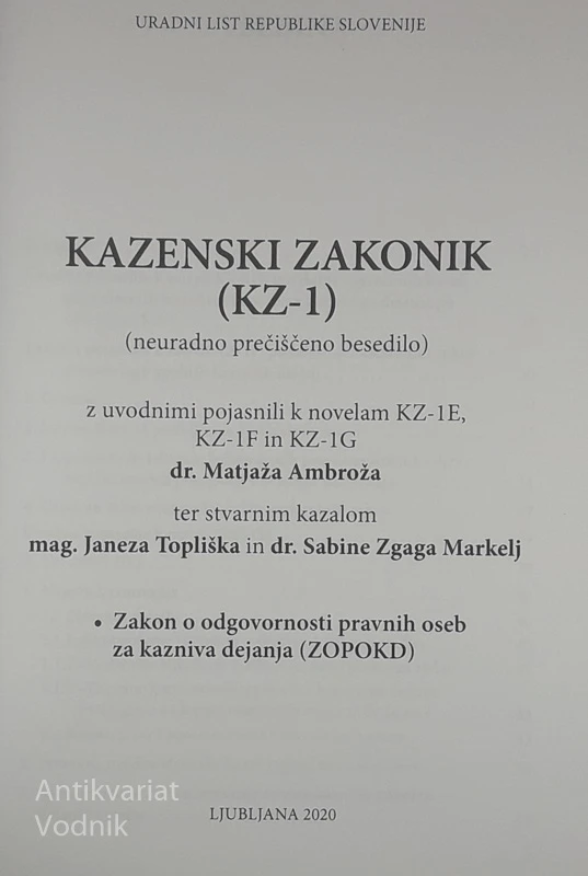 KAZENSKI ZAKONIK (KZ-1), Matjaž Ambrož in drugi