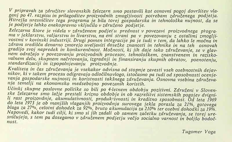 SLOVENSKE ŽELEZARNE; ŽELEZARNA ŠTORE, več avtorjev