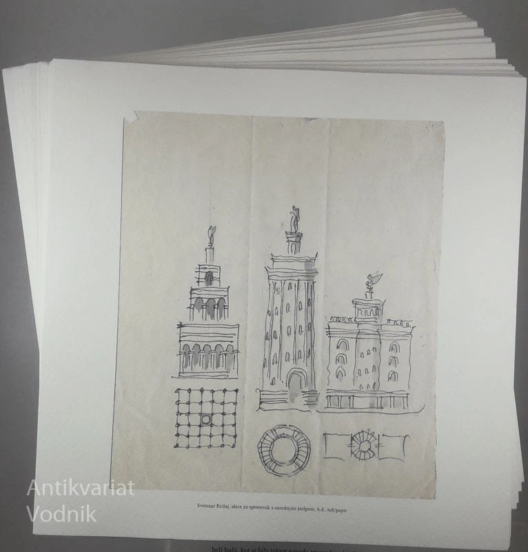 SVETOZAR KRIŽA; RISBE, SKICE IN NAČRTI S PLEČNIKOVEGA SEMINARJA 1946-1948