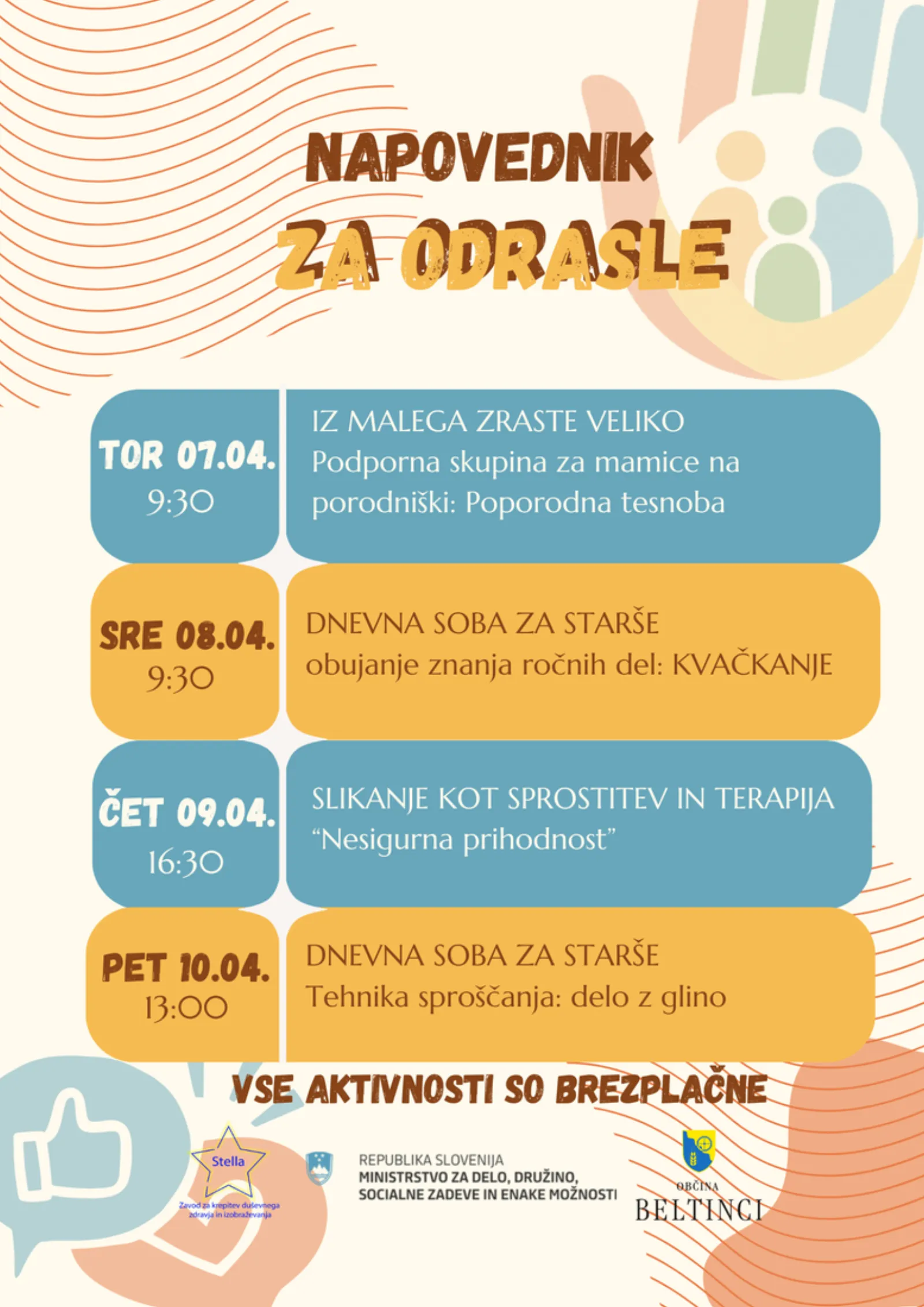 Center za družino Dlan Beltinci · Povabilo na delavnice — fotografija 1