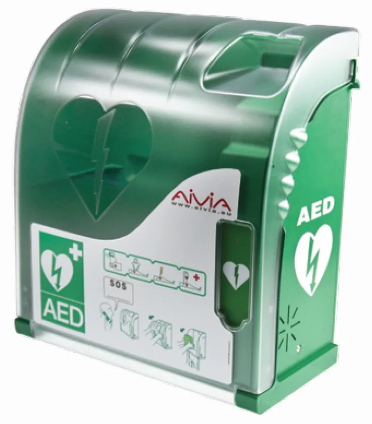 AED omarica ZUNANJA z zvočnim in svetlobnim alarmom