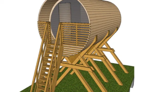 Glamping v sodu — prikaz iz modela ali vizualizacija