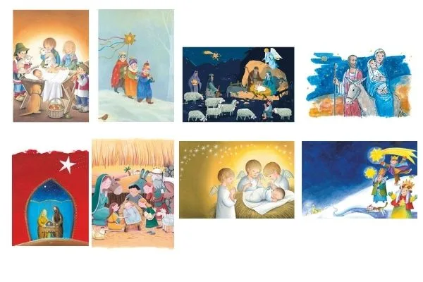 Komplet 8 božičnih voščilnic slovenskih ilustratorjev