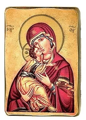 Ikona Marija z Jezusom - na lesu