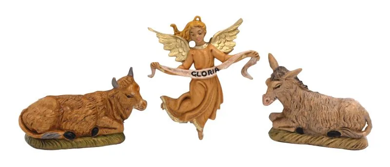 Komplet figur: Osliček, krava in angel gloria
