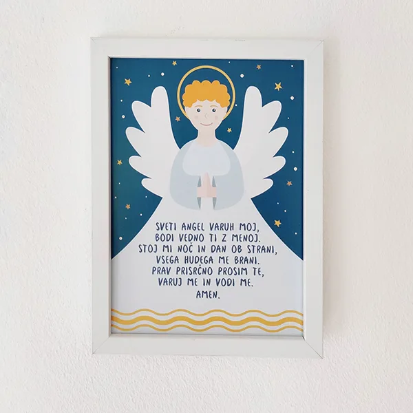 Mala slika sveti angel - bel okvir (Blagor)