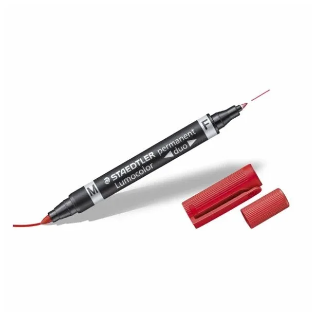 Marker Lumocolor Permanent Duo- Rdeč