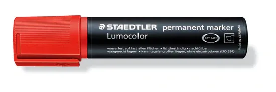 Marker Lumocolor s prisekano konico- Rdeč