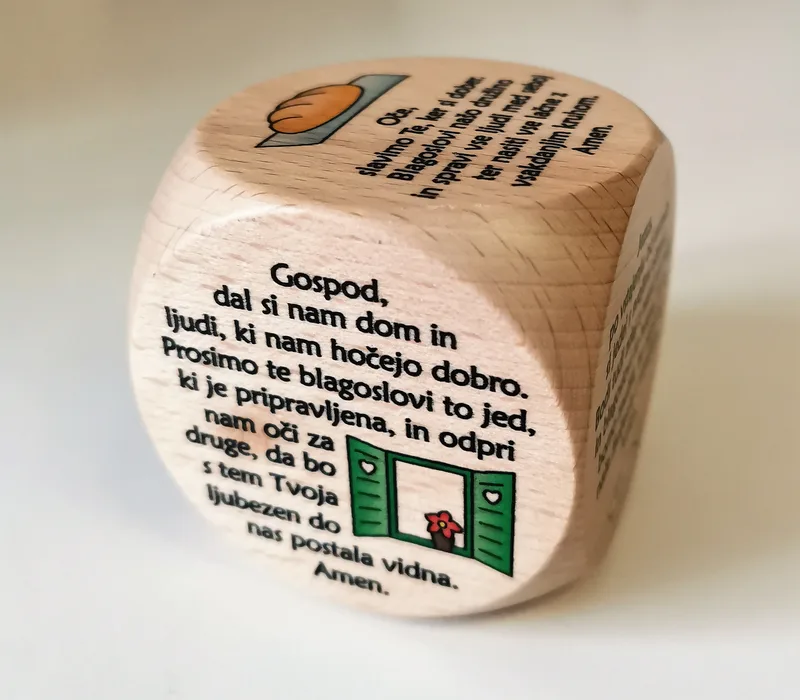Molitvena kocka - Pred obedom, 60 mm, nelakirana