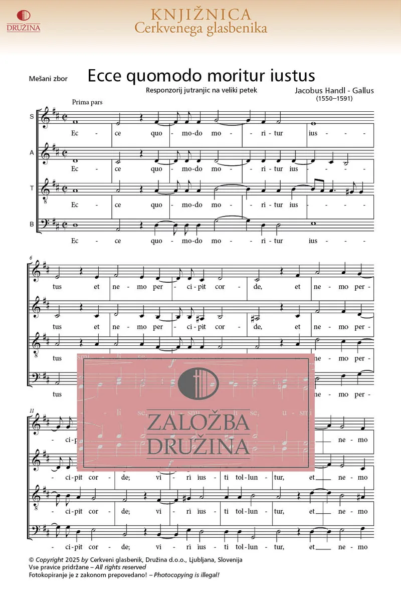 Note CG - Ecce quomodo moritur iustus (Handl Jacobus Gallus)), 2025