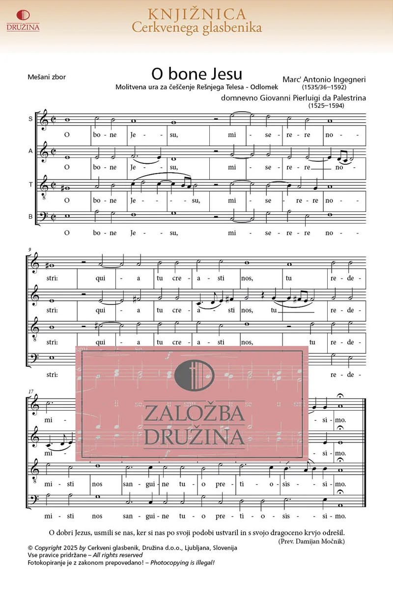 Note CG - O bone Jesu (Da Palestrina Giovanni Pierluigi), 2025