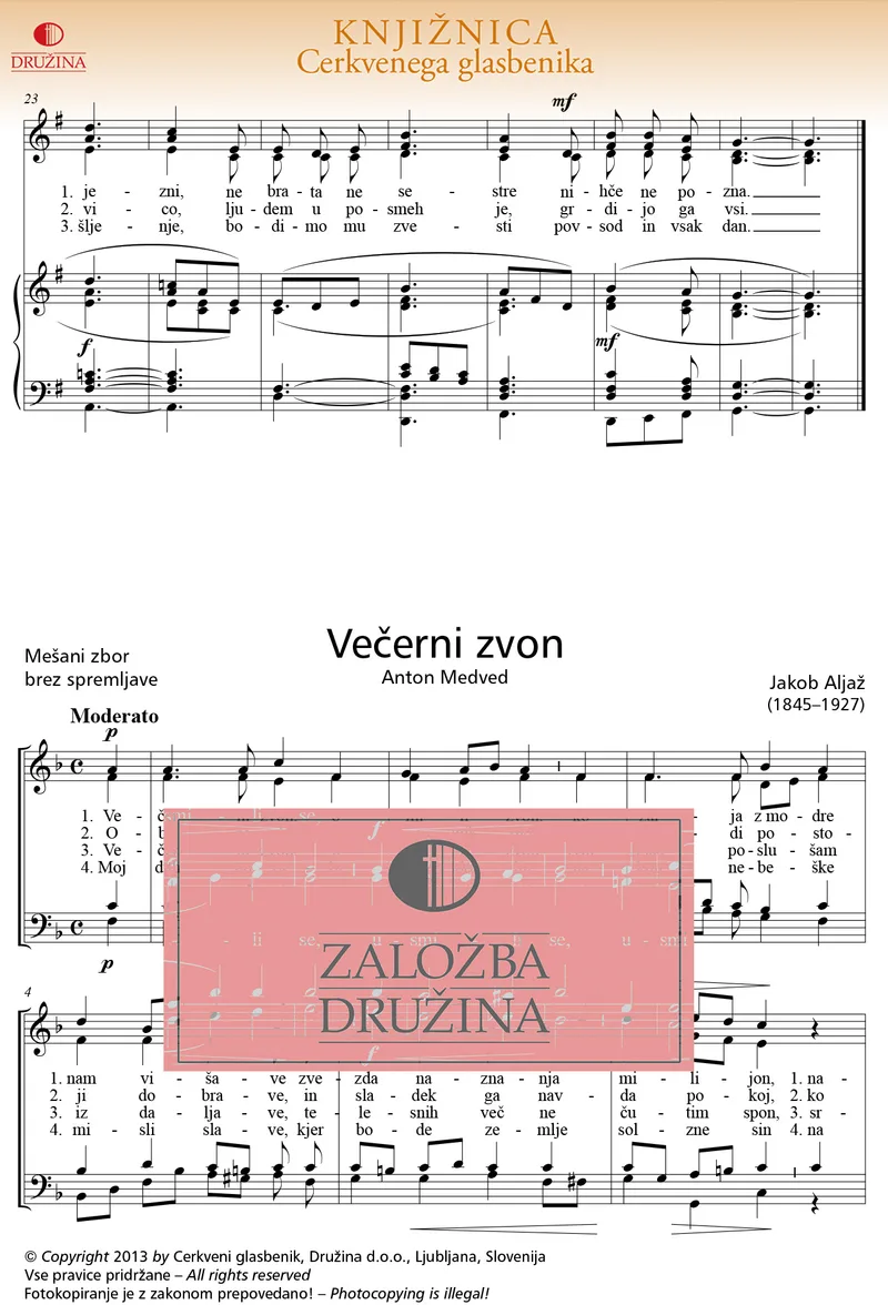 Note CG- Večerni zvon (Jakob Aljaž) 2013