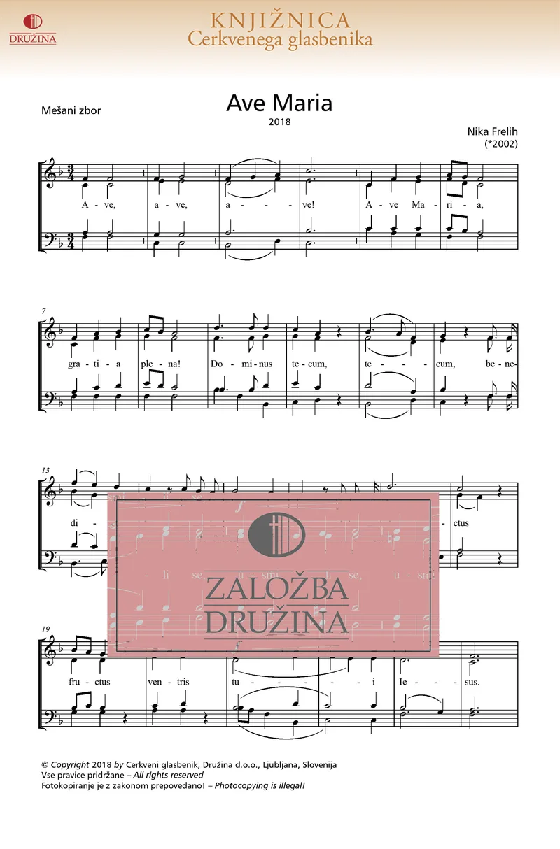 Note CG - Ave Maria (Frelih Nika) 2018