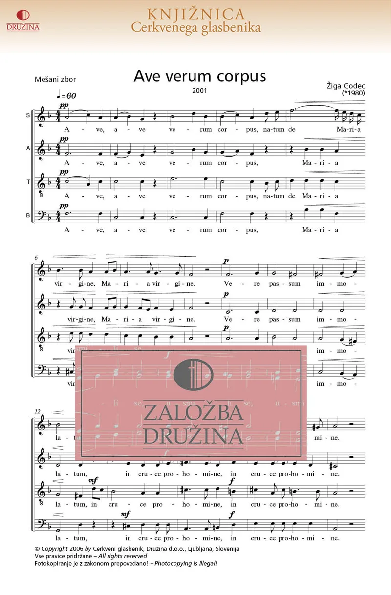 Note CG - Ave verum corpus (Godec Žiga) 2006