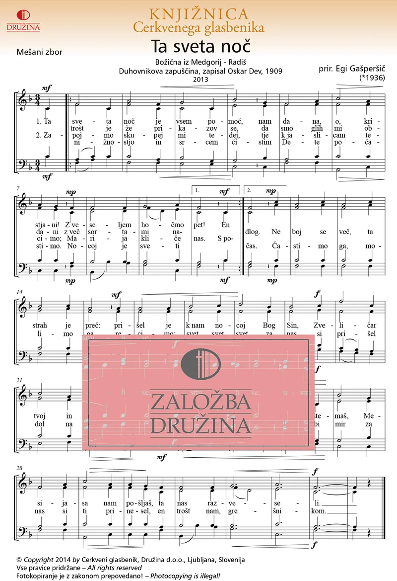 Note CG- Ta sveta noč (Egi Gašperšič) 2014