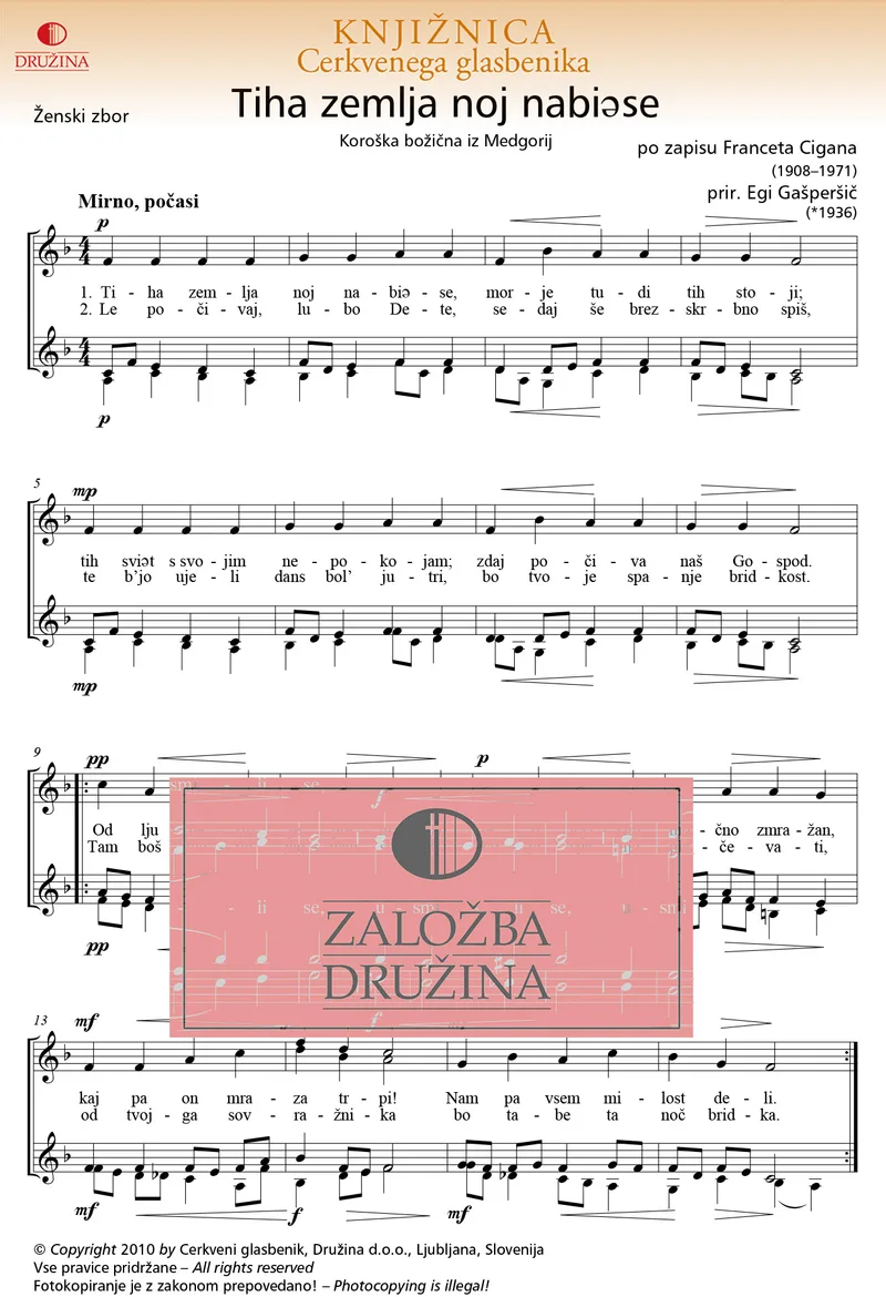 Note CG- Tiha zemlja noj nabiese (Egi Gašperšič) 2010