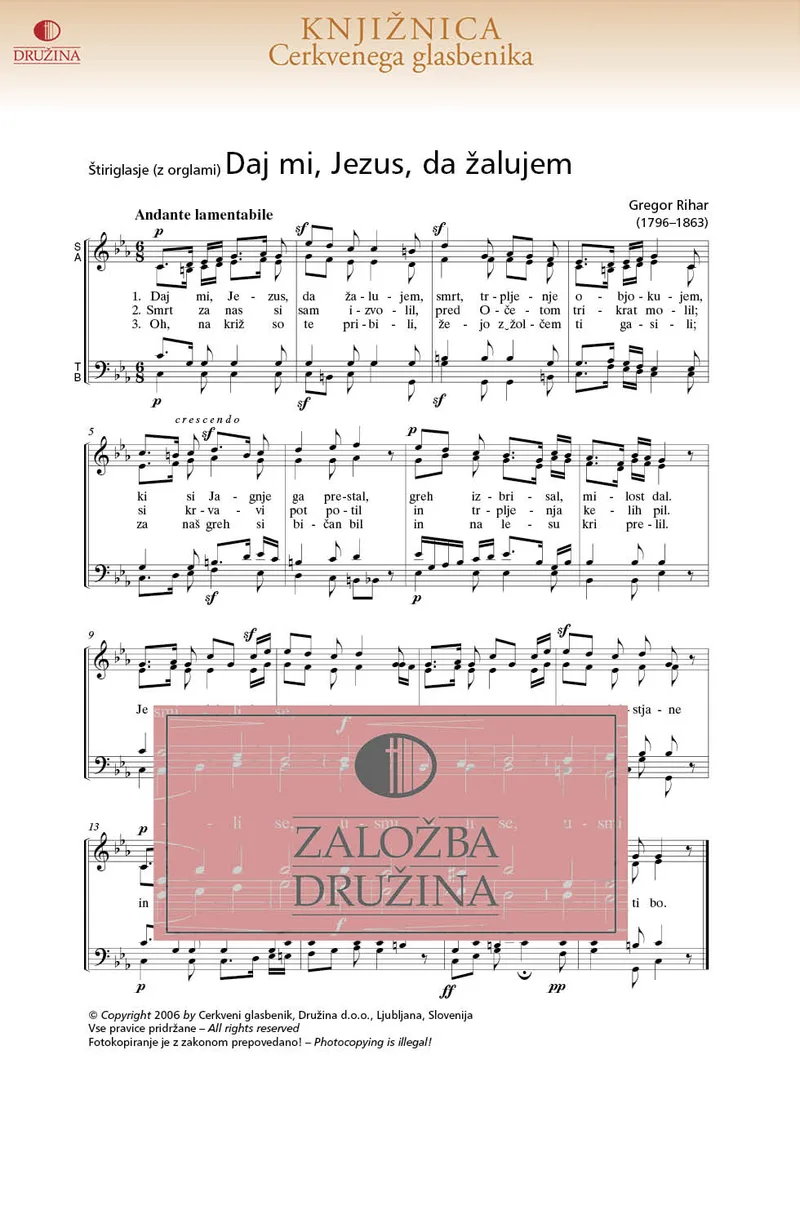 Note CG - Daj mi, Jezus, da žalujem (Rihar Gregor) 2006