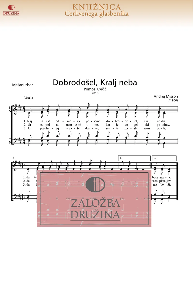 Note CG - Dobrodošelj, kralj neba (Misson Andrej) 2022