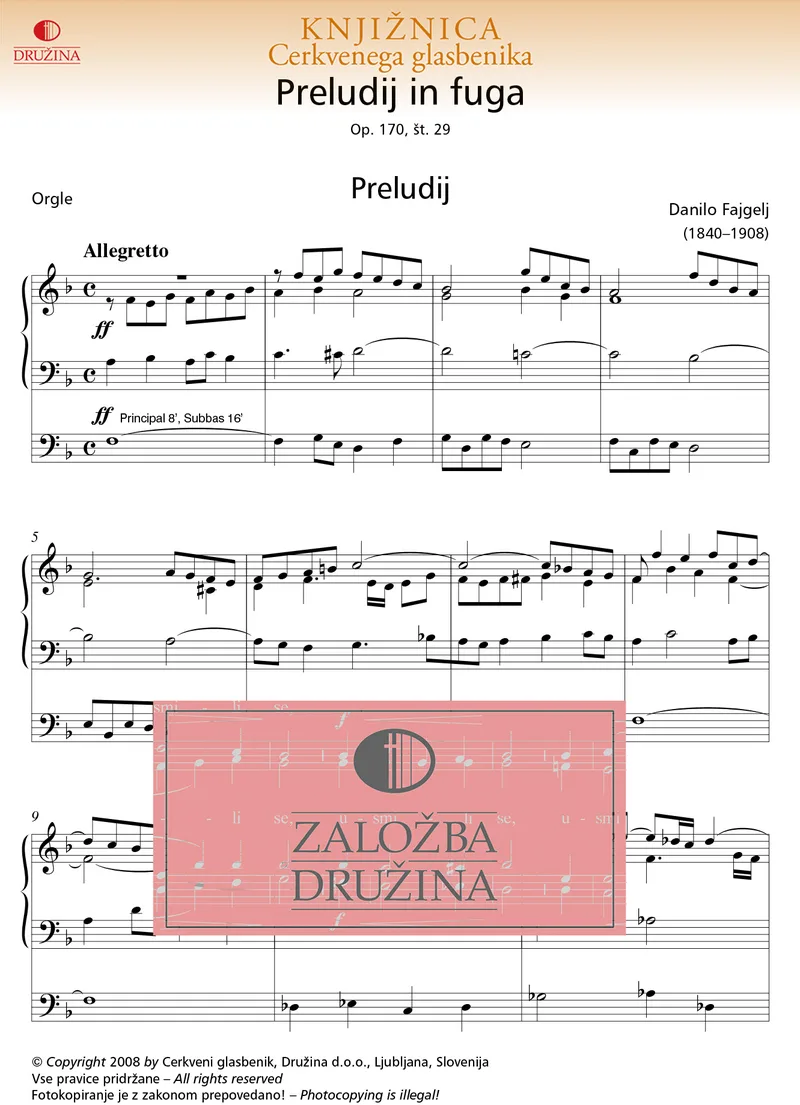 Note CG - Preludij in fuga v F-duru (Fajgelj Danilo) 2008