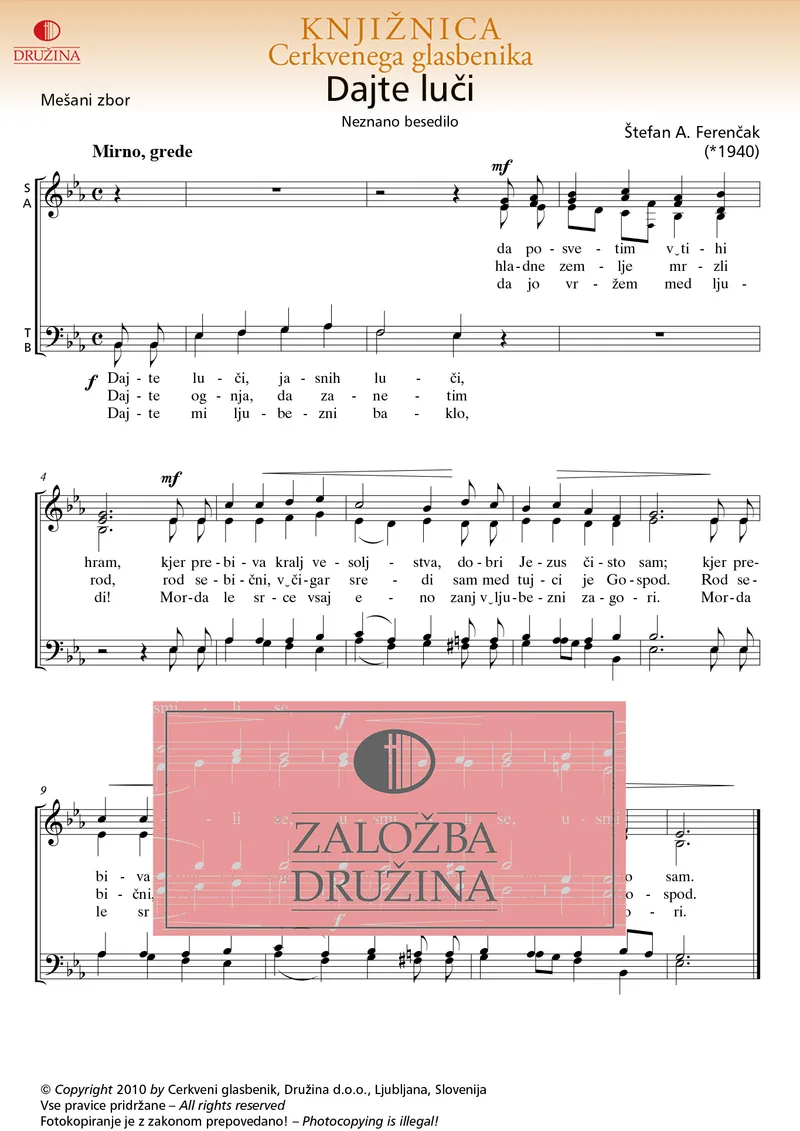Note CG - Dajte luči (Ferenčak A. Štefan) 2010