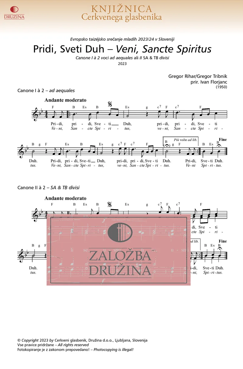 Note CG - Pridi, Sveti Duh - Veni, Sancte Spiritus (Florjanc Ivan) 2023