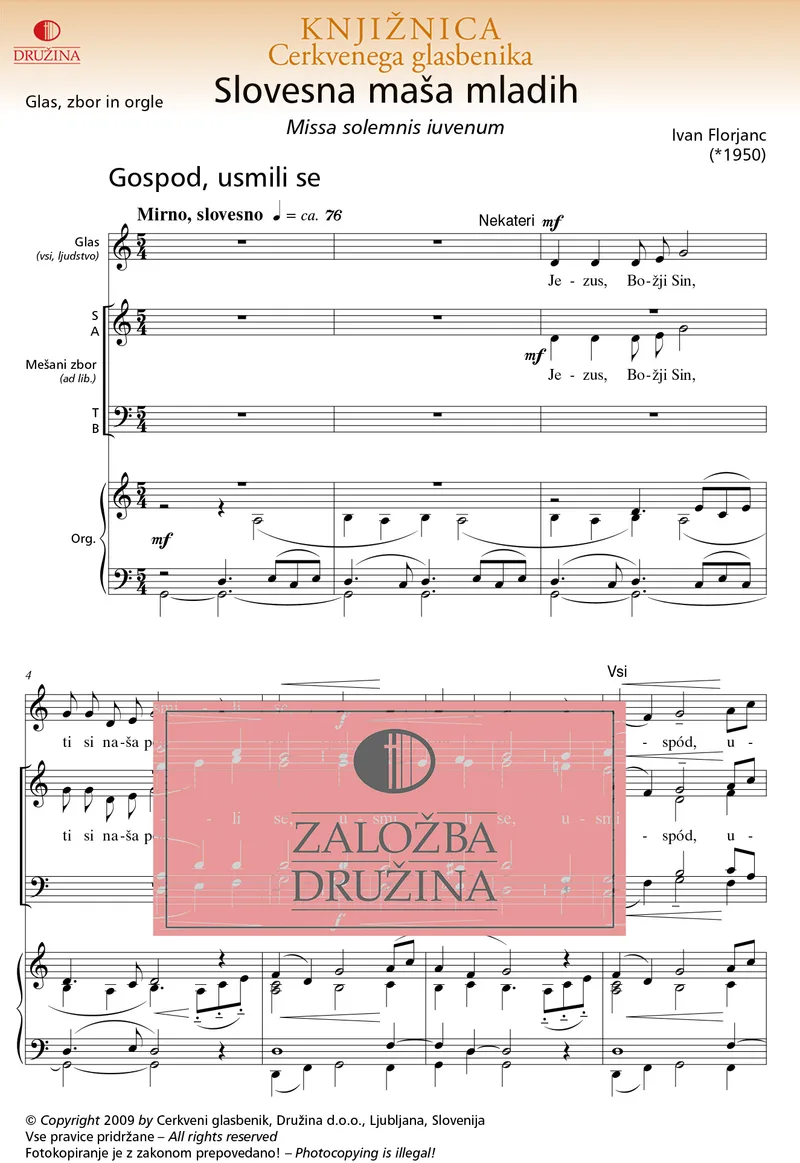 Note CG - Slovesna maša mladih (Florjanc Ivan) 2009