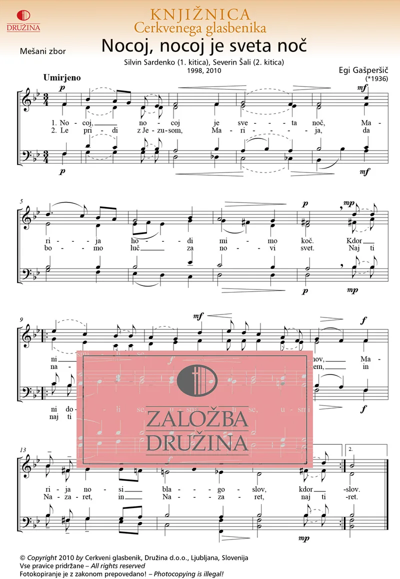 Note CG - Nocoj, nocoj je sveta noč (Gašperšič Egi) 2010