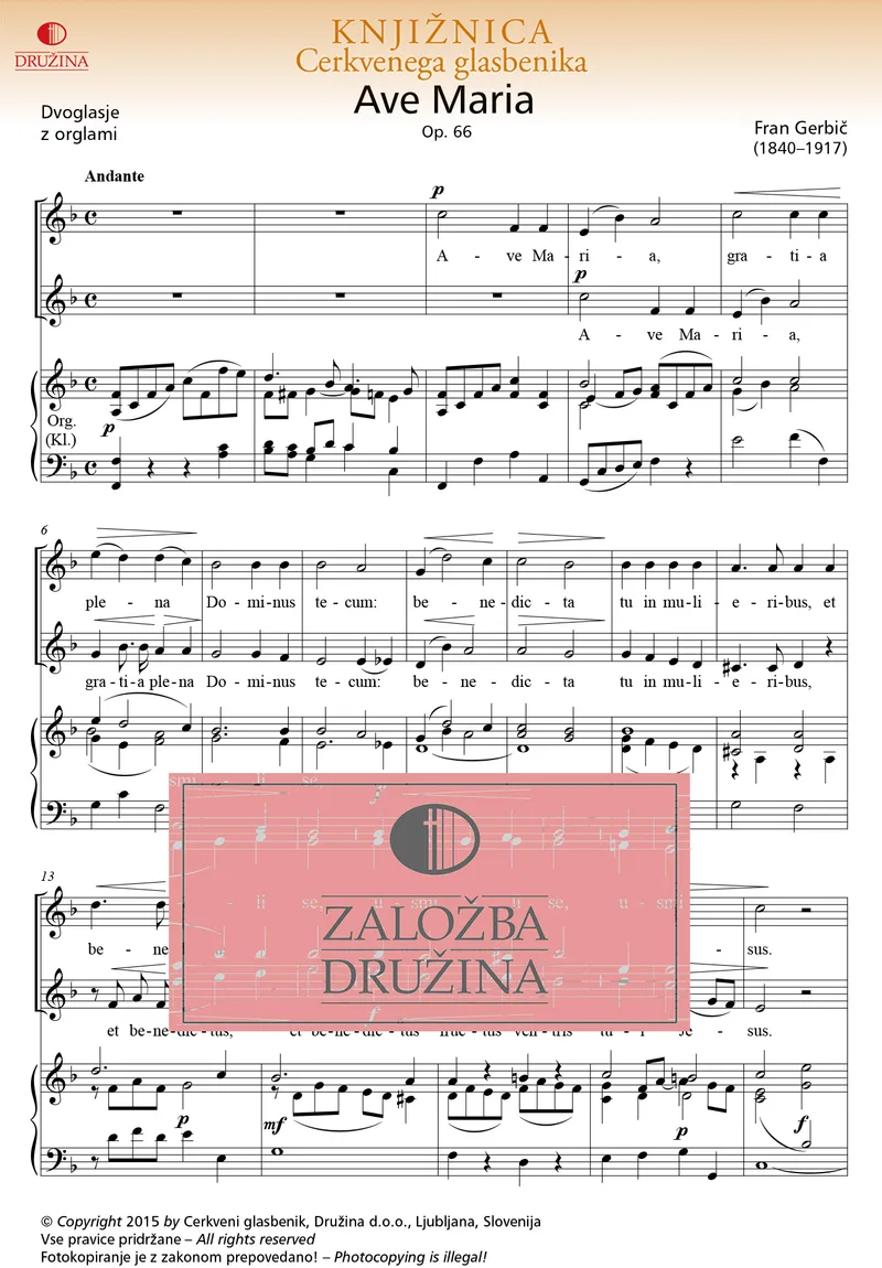 Note CG- Ave Maria (Gerbič Fran) 2015