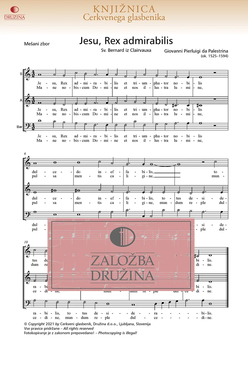 Note CG - Jesu, Rex admirabilis (Perluigi da Palestrina Giovanni) 2021