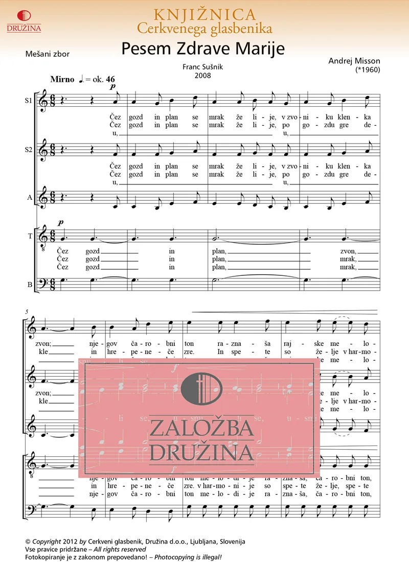 Note CG - Pesem Zdrave Marije (Misson Andrej) 2012