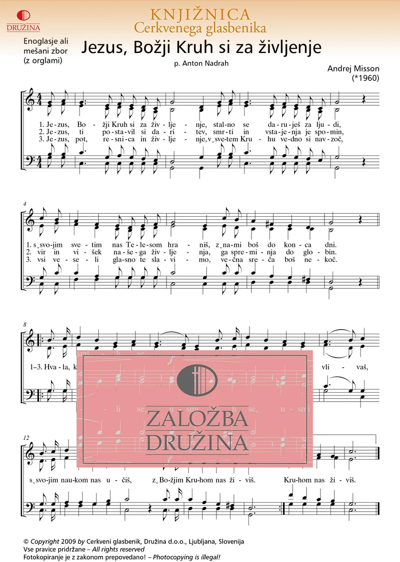 Note CG- Jezus, Božji Kruh si za življenje (Misson Andrej) 2009