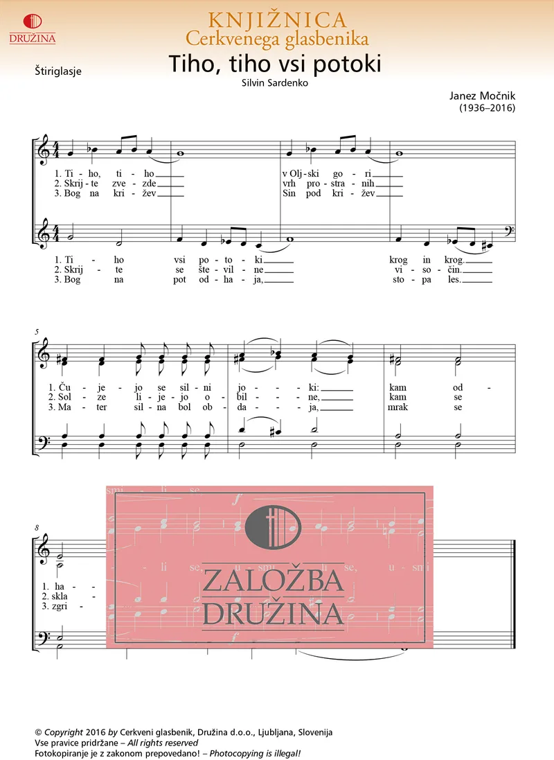 Note CG - Tiho, tiho vsi potoki (Močnik Janez) 2016
