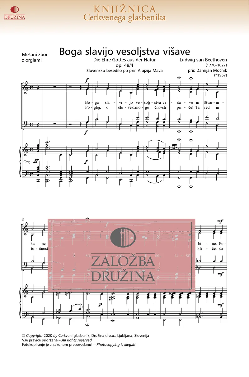Note CG - Boga slavijo vesoljstva višave (Ludwig van Beethoven) 2020