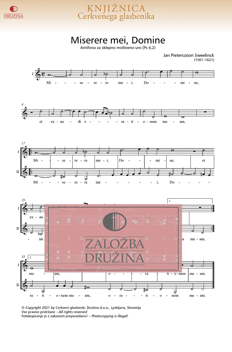 Note CG - Miserere mei, Domine (Sweelinck Jan Pieterszoon) 2021