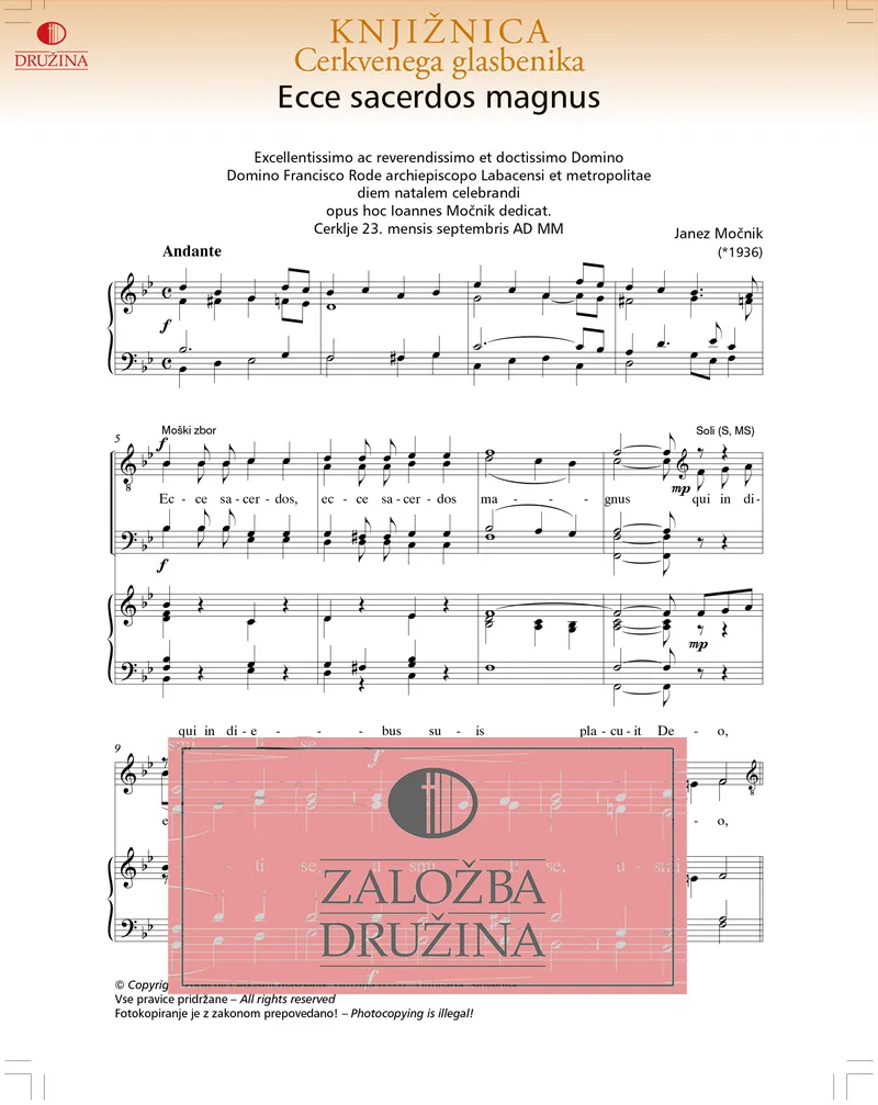 Note CG - Ecce sacerdos magnus (Močnik Janez) 2006