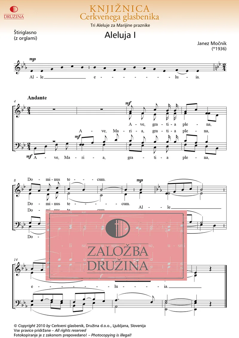 Note CG - Aleluja I (Močnik Janez) 2010